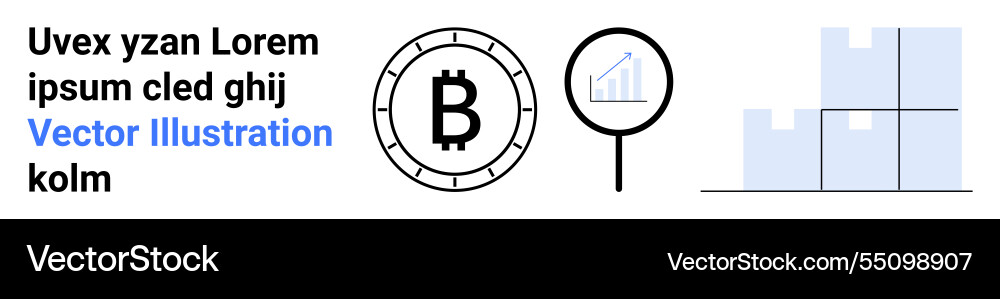Bitcoin growth analysis with chart and magnifying Bitcoin growth analysis with chart and magnifying vector image
