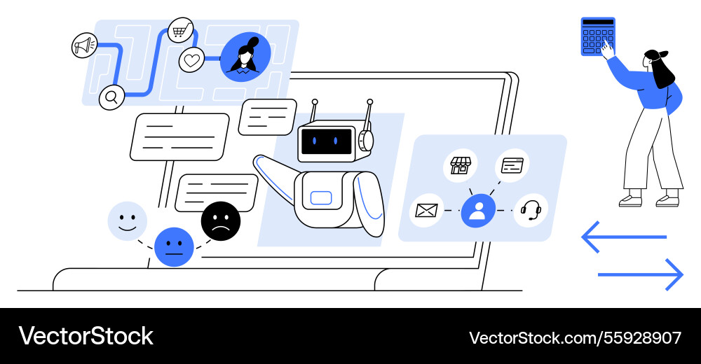 Chatbot assisting users with communication tools Chatbot assisting users with communication tools vector image