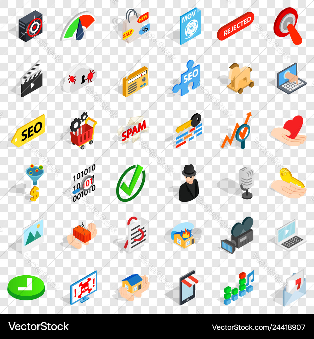 Cyber security icons set isometric style Cyber security icons set isometric style vector image