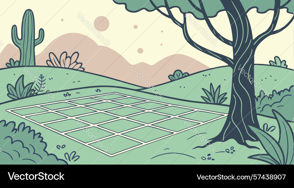 Desert landscape with game board pattern design vector image