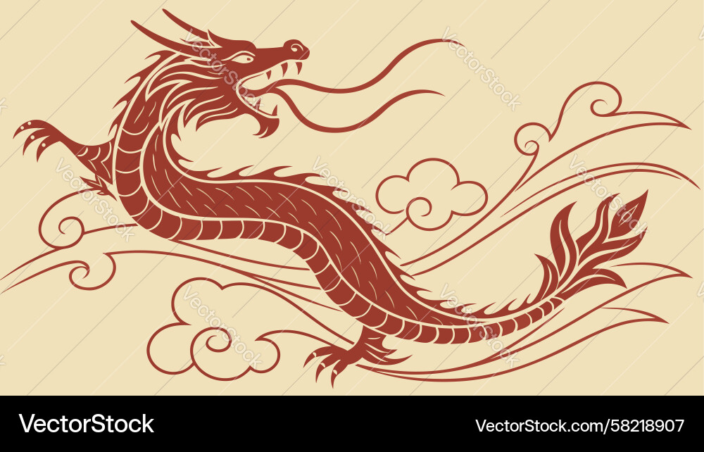Dynamic Dragon with Clouds Vector Image