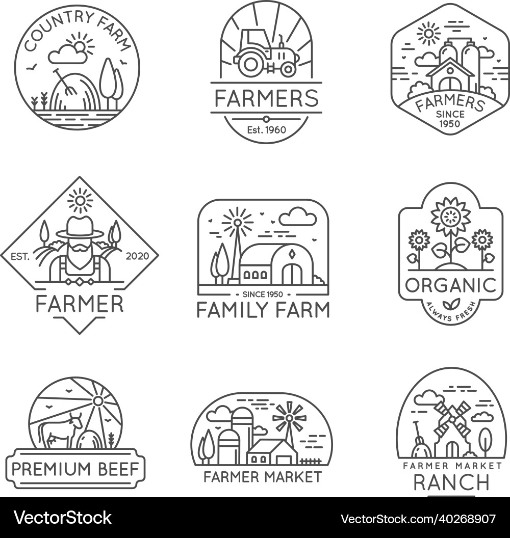 Farm organic product line label and logo Farm organic product line label and logo Vector Image