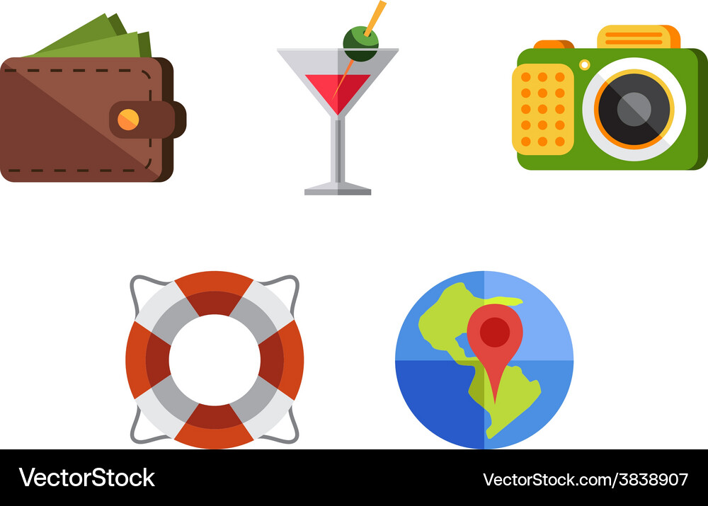 Flat icons set with long shadow effect Vector Image