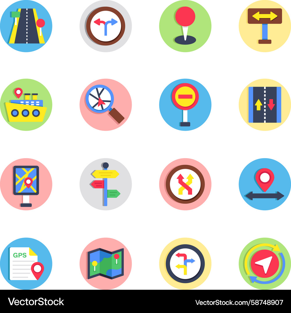 GPS Navigation Icons Set Vector Image
