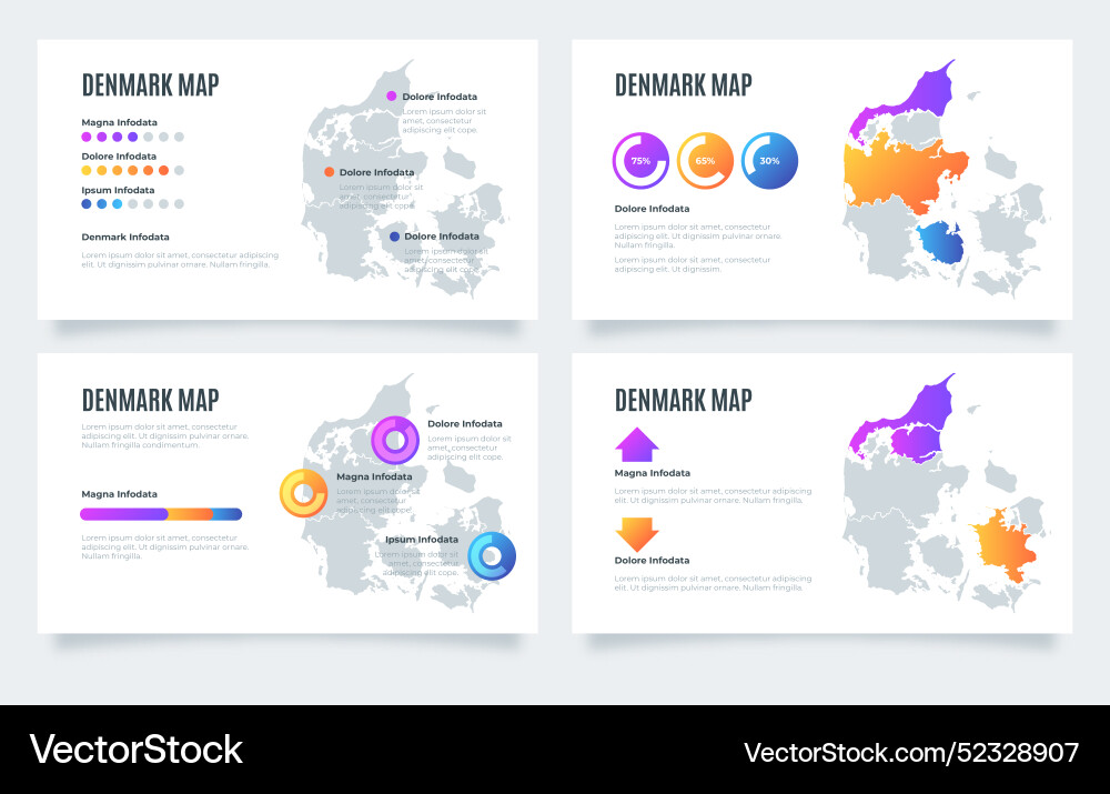 Gradient denmark map infographic Vector Image