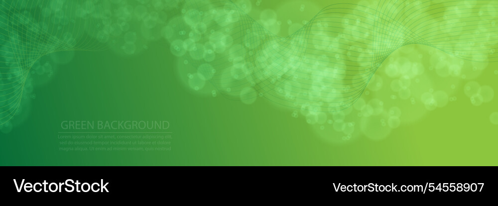 Green background with linear pattern and bokeh vector image