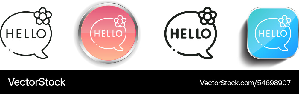 Hello icon thin linear regular and button style Hello icon thin linear regular and button style vector image
