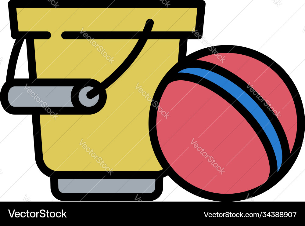 Kinderspiel Bucket Ball Icon Umriss Stil Kinderspiel Bucket Ball Icon Umriss Stil vektorbild