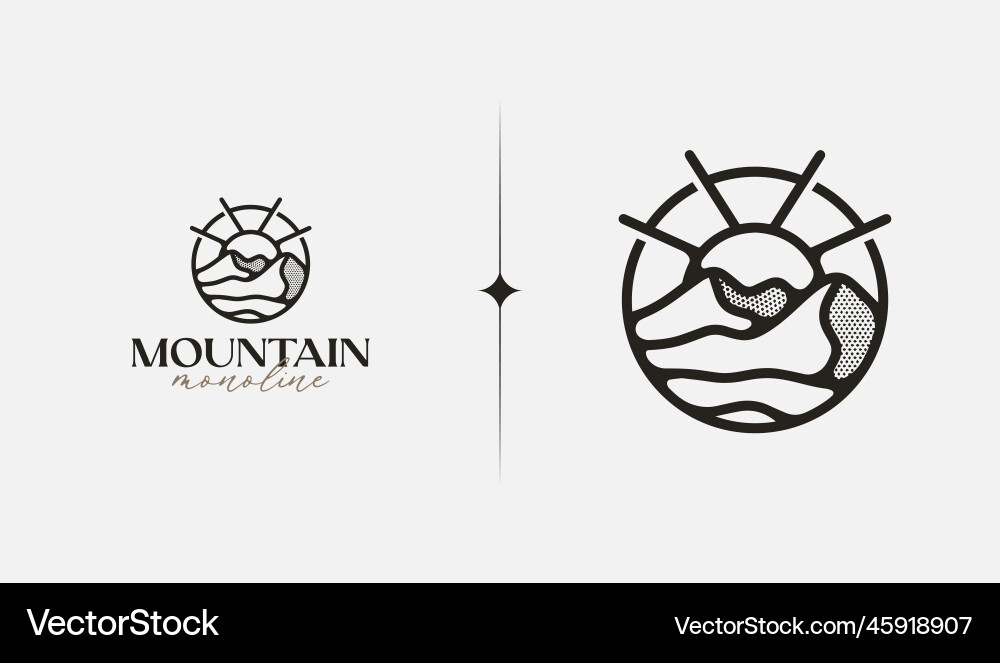 Mountain hill adventure explore monoline vector image