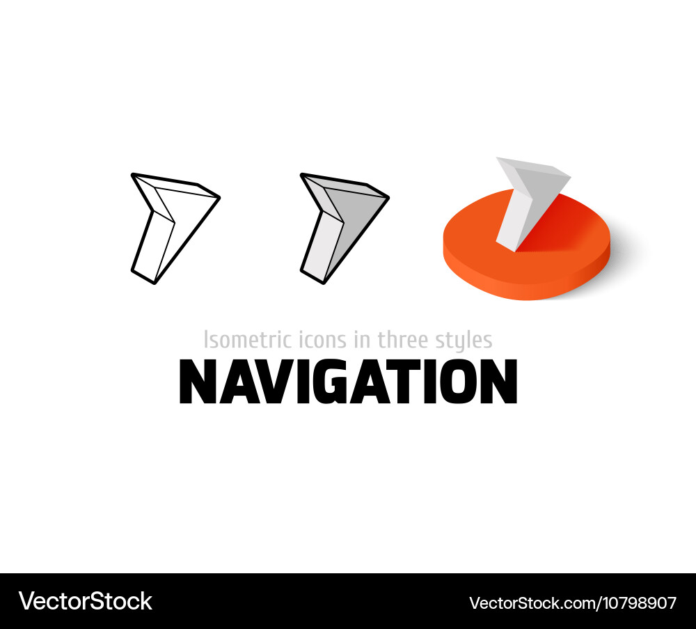 Navigation icon in different style Vector Image