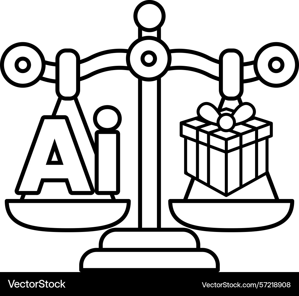 A scale with the word ai on one side and red A scale with the word ai on one side and red Vector Image