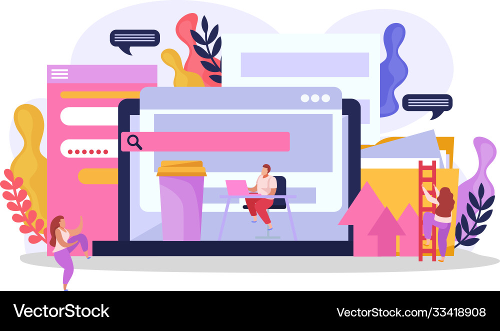 Computer windows users composition vector image