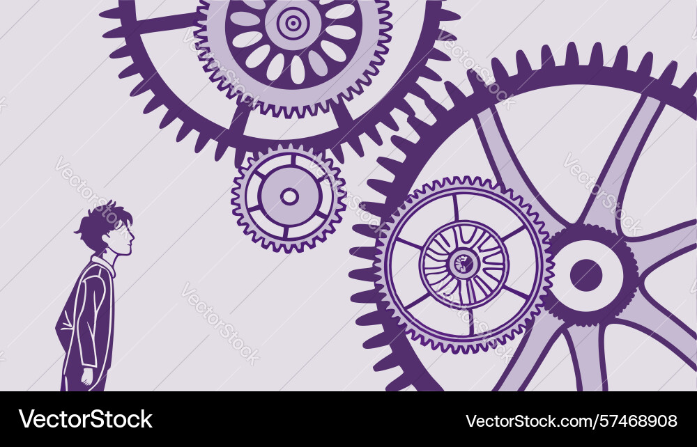 Cosmic mechanisms gears in abstract void design vector image