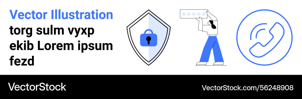 Data security concept with shield lock rating Vector Image