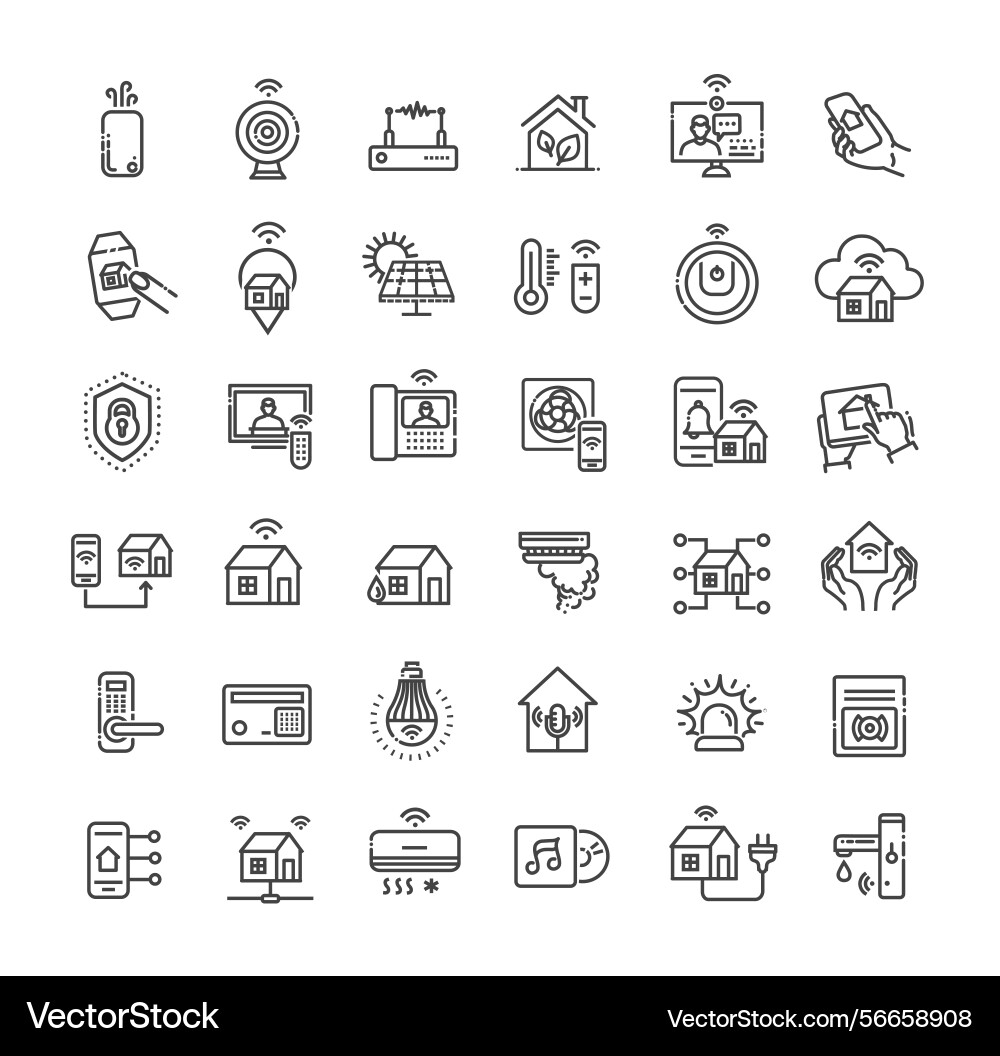 Domotics icons linear dot style vector image