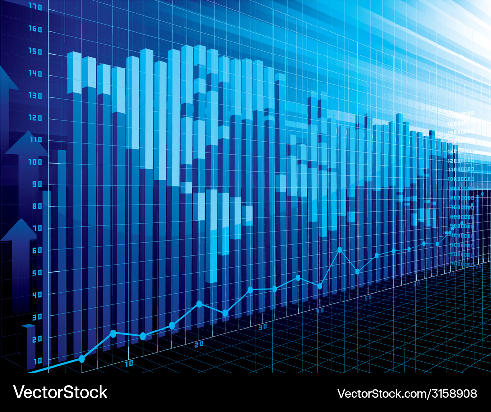 Global Finance Chart with World Map Vector Image