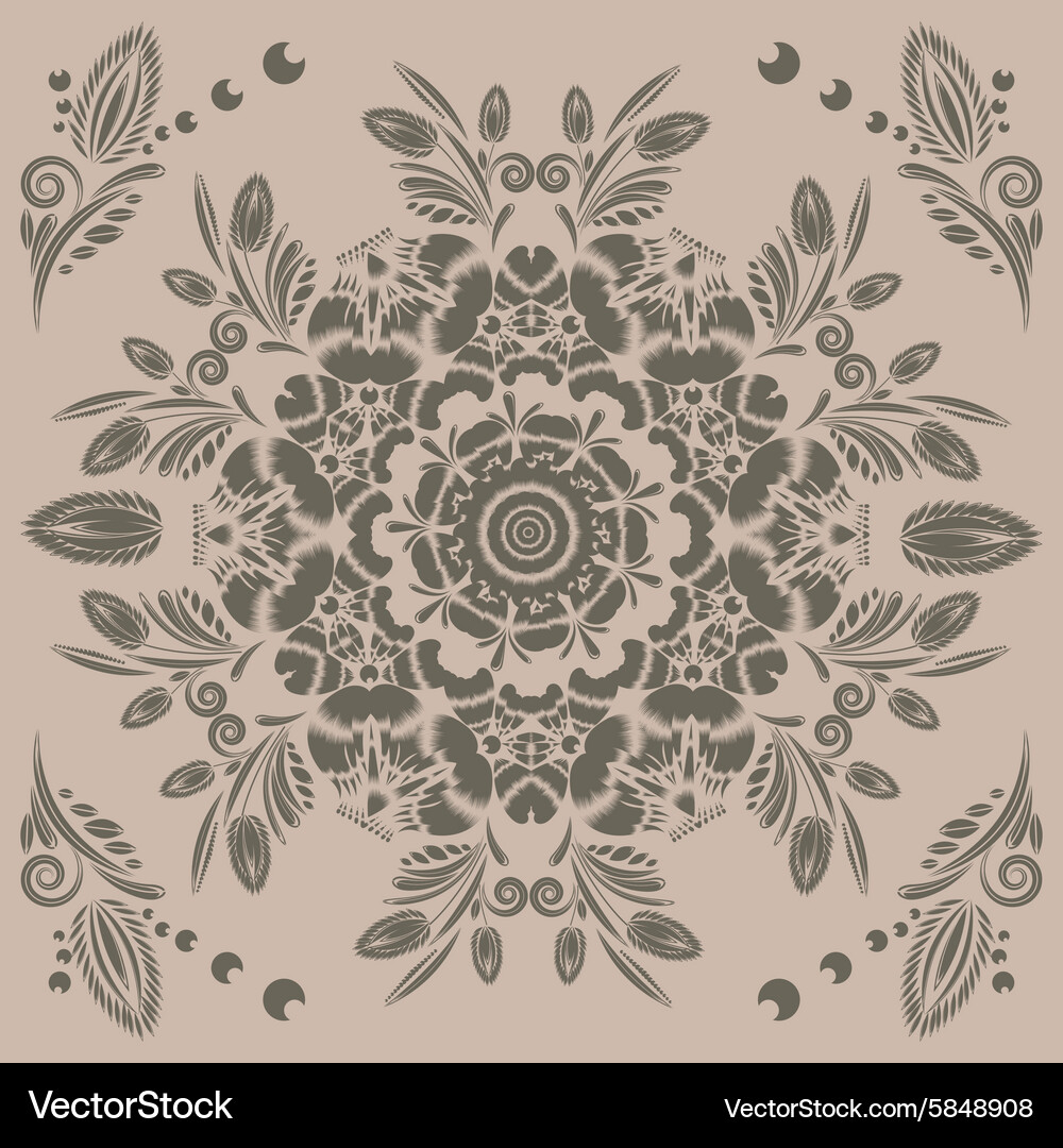 Pattern with floral ornament Vector Image