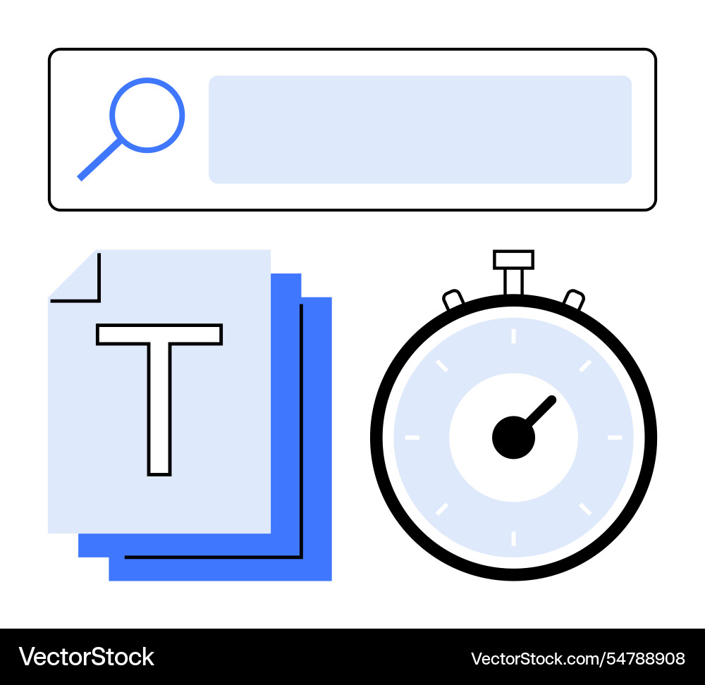 Search bar document pages timer symbolizing Search bar document pages timer symbolizing vector image