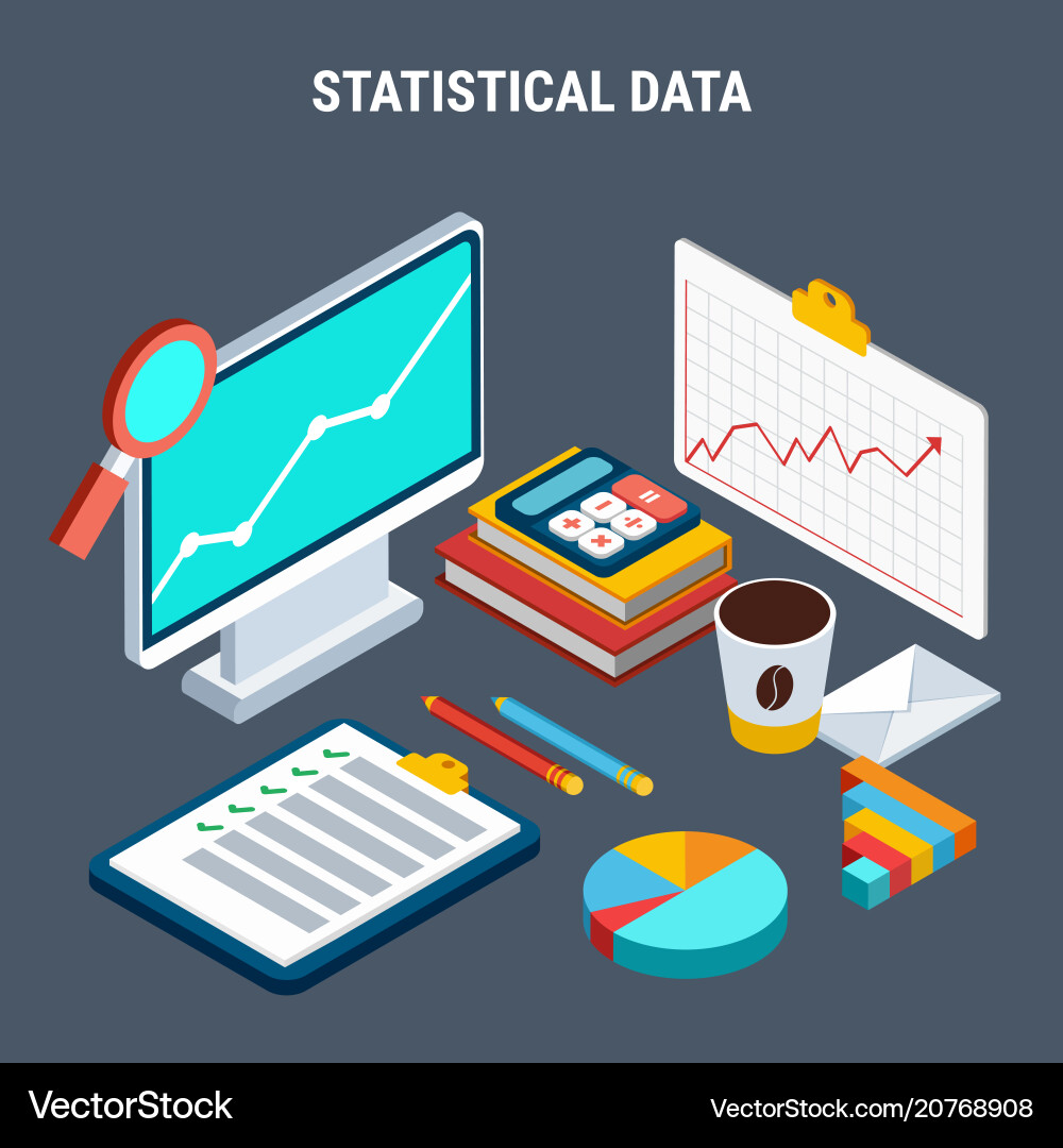Statistical data isometric design concept Statistical data isometric design concept vector image