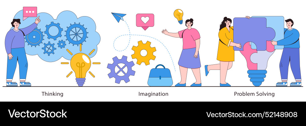 Thinking imagination problem solving concept Thinking imagination problem solving concept Vector Image