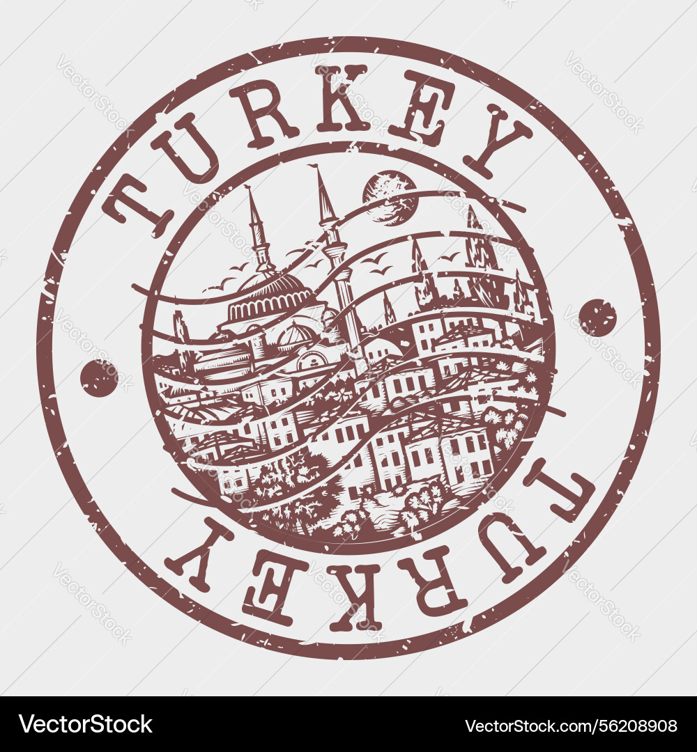 Turkey stamp postal silhouette seal Turkey stamp postal silhouette seal vector image