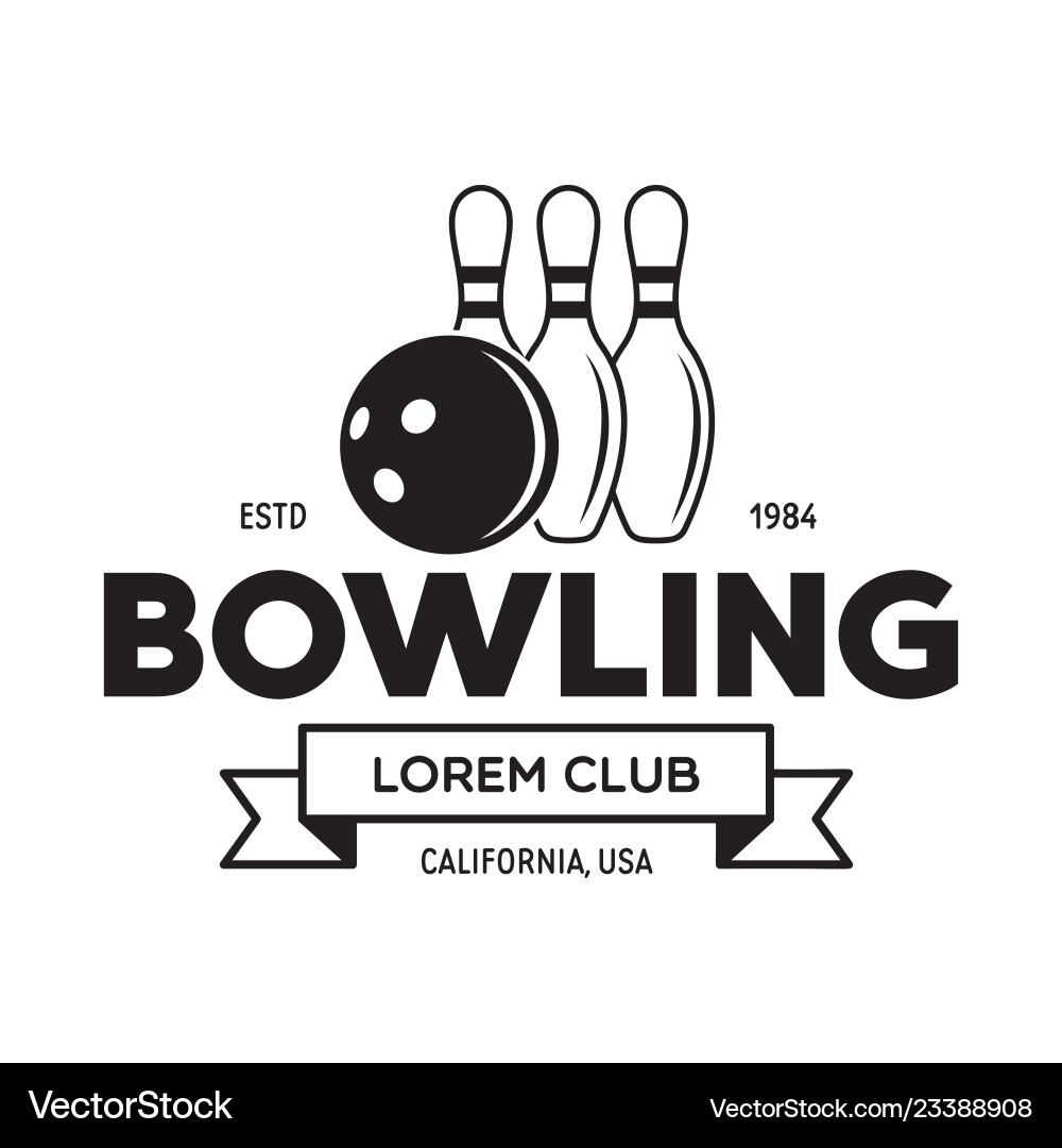 Vintage monochrome Art Bowling Logo-Ikone Vintage monochrome Art Bowling Logo-Ikone vektorbild