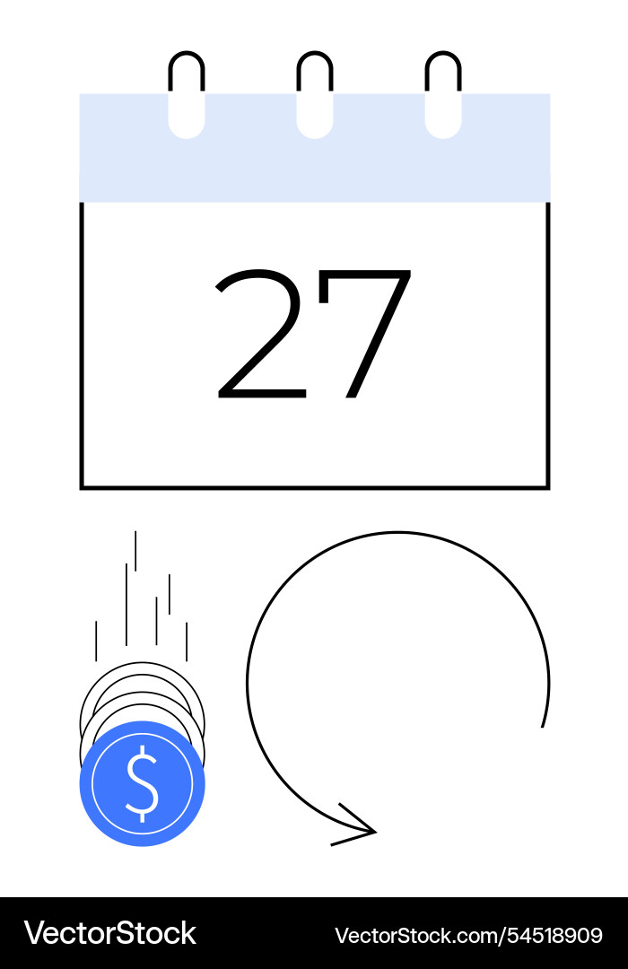 Calendar date with falling coins and circular Calendar date with falling coins and circular vector image