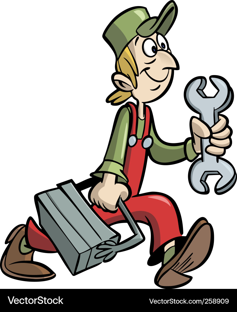 Cartoon Handyman with Toolbox Vector Image