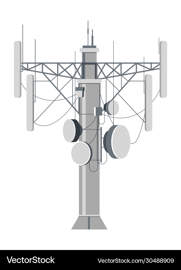 Cell Tower Communication System Vector Image