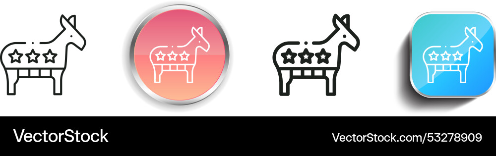 Democrat icon thin linear regular and button vector image