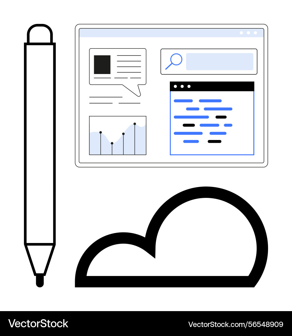 Digital content creation with pen data graphs Digital content creation with pen data graphs vector image