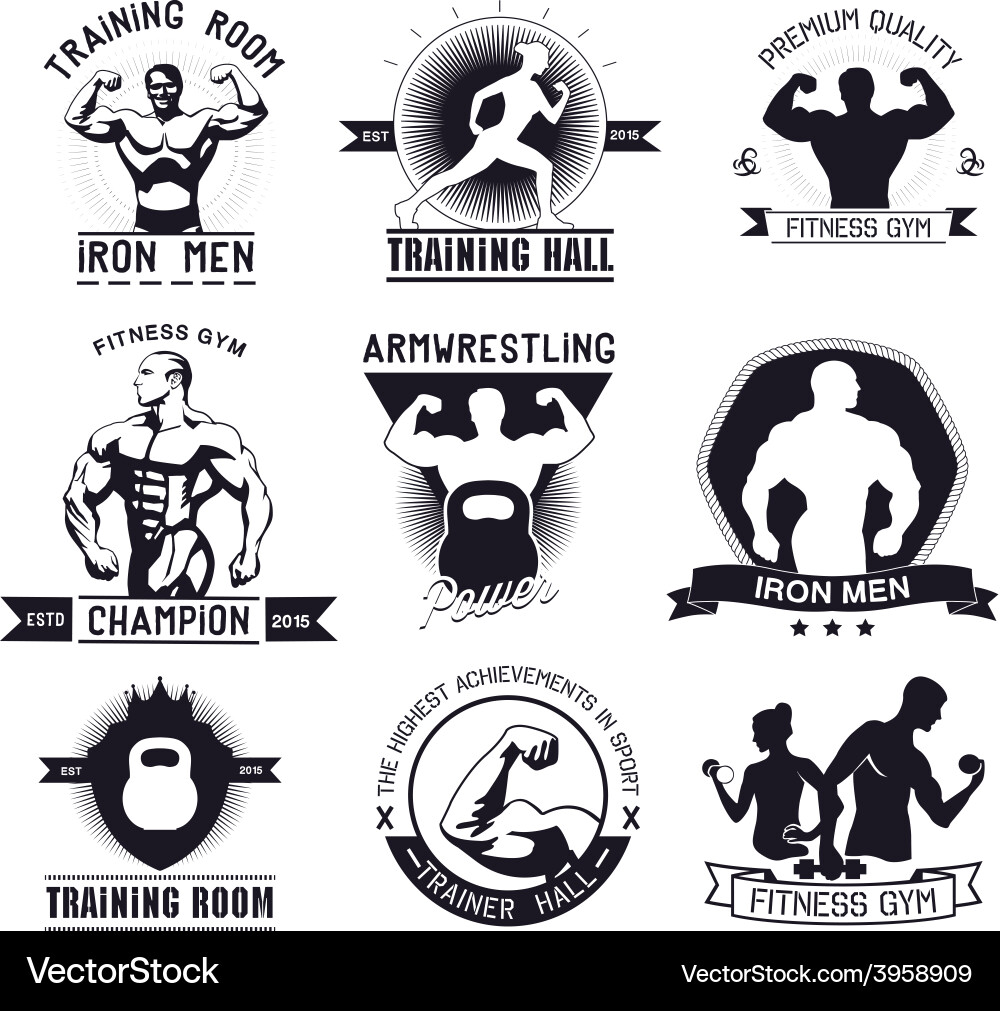 Fitness Gym Logos & Emblems Vector Image