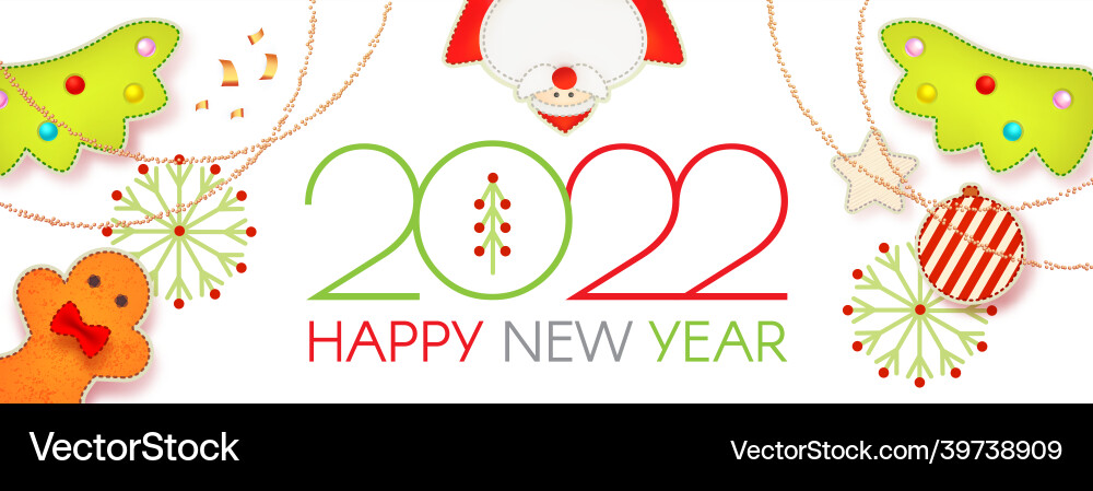 Happy 2022 new year christmas cute design template vector image