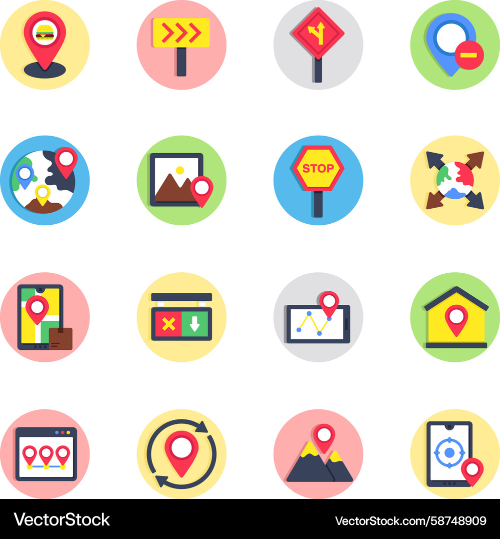 Navigation & Location Icons Vector Image