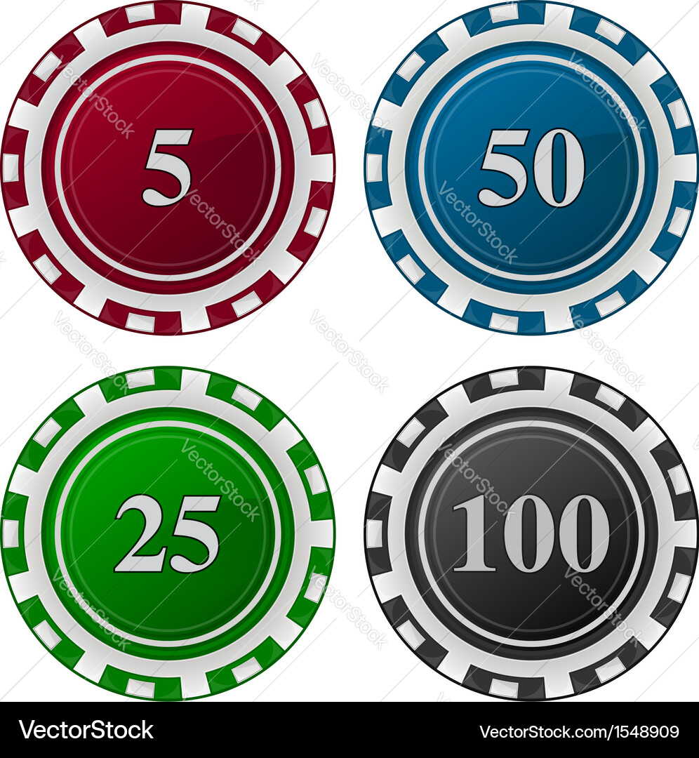Poker Chips with Numbers Vector Image