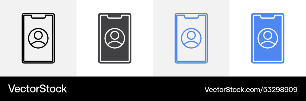Profile in phone icon set use for web ui or app Profile in phone icon set use for web ui or app vector image
