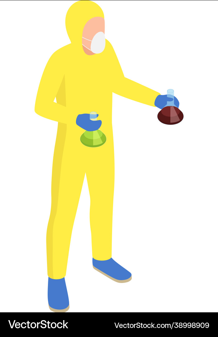 Scientist with flasks composition Scientist with flasks composition vector image