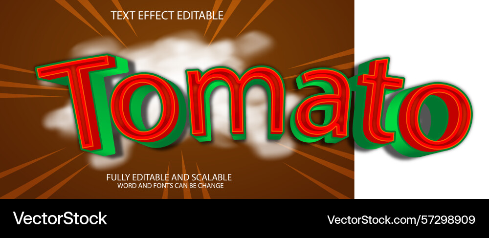 Tomato text effect editable Tomato text effect editable Vector Image