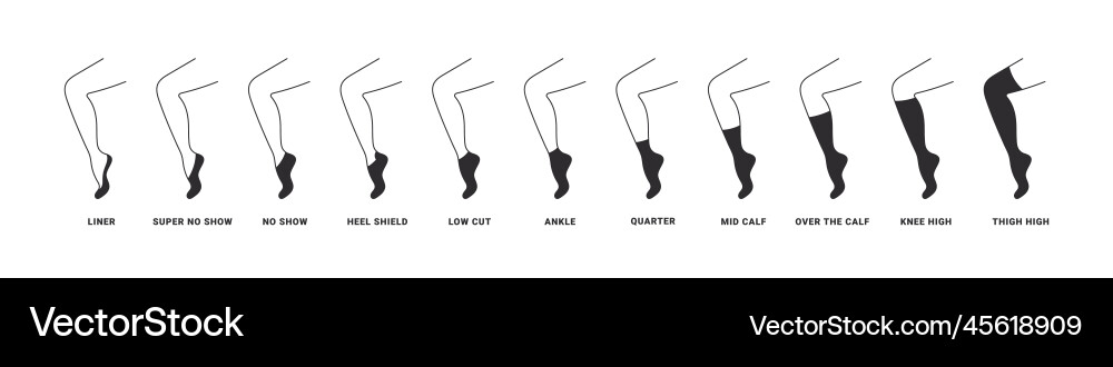 Types of socks icons set with various forms Types of socks icons set with various forms Vector Image