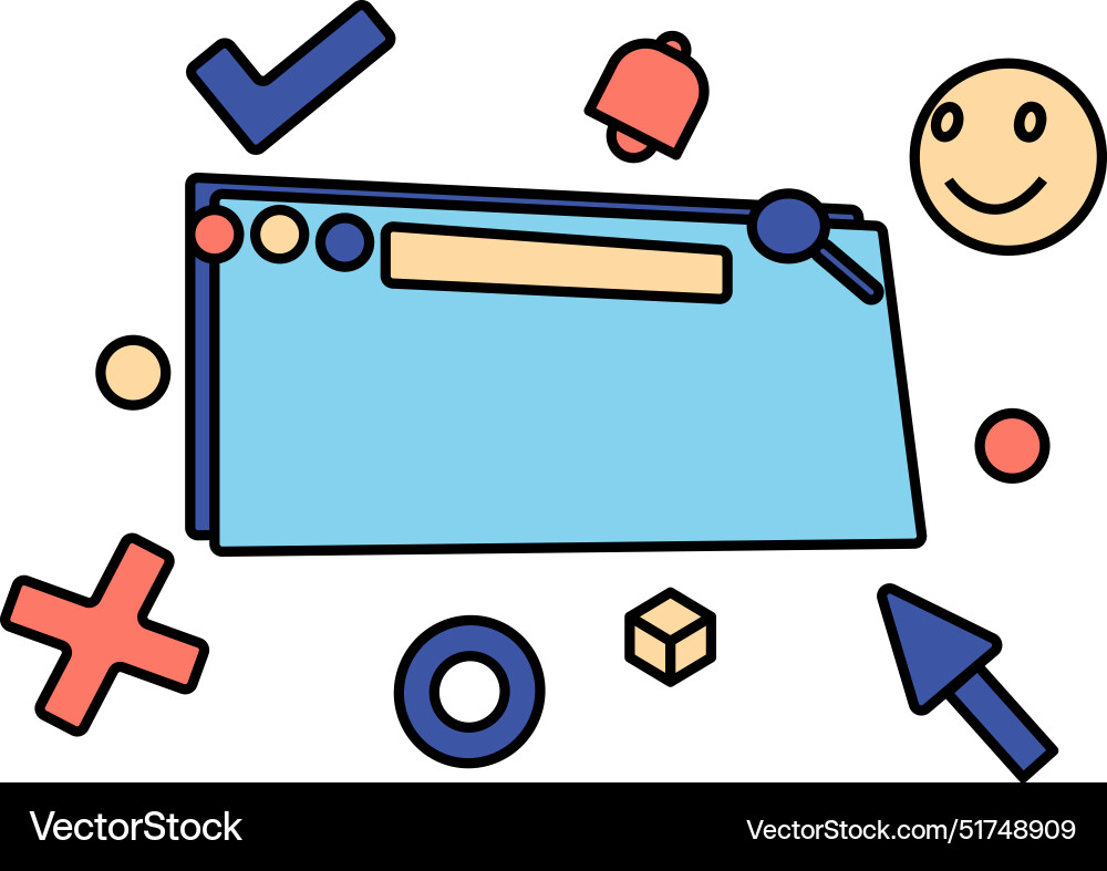 Website oder Programmfenster mit Icons Benutzer Vektorbild