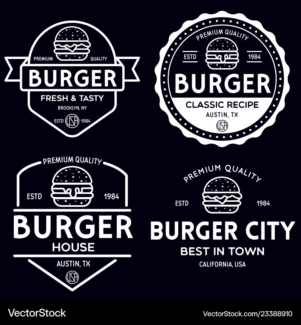Burger & Badge Set Vector Image