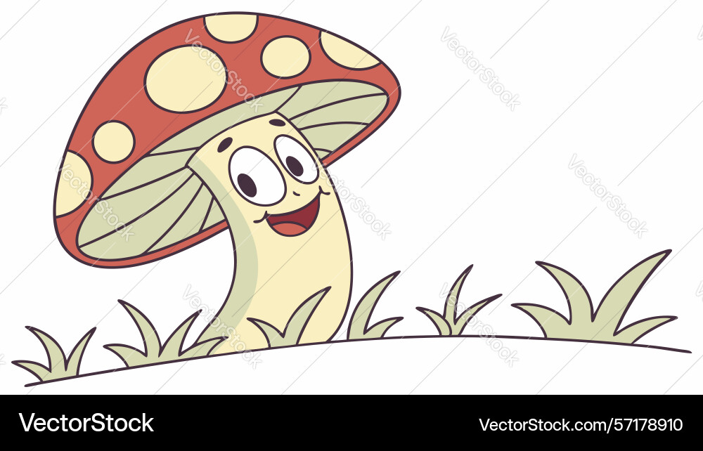 Cartoon mushroom character winking adding playful vector image