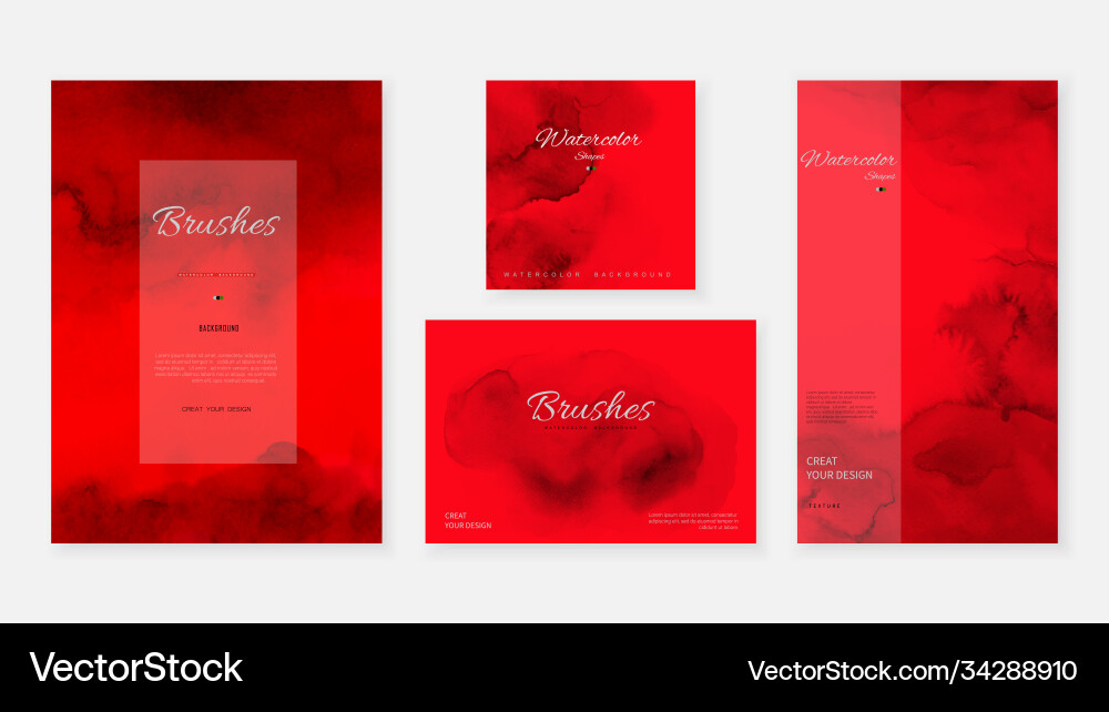 Creative template background set with bright red Creative template background set with bright red vector image
