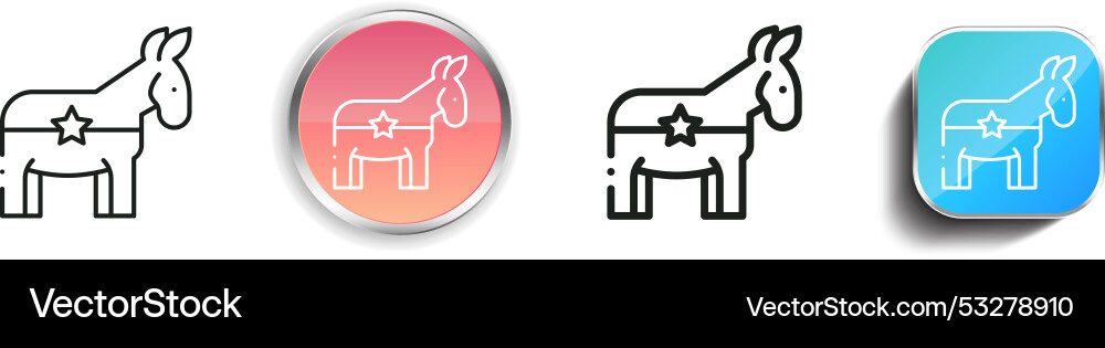 Democratic icon thin linear regular and button Democratic icon thin linear regular and button vector image