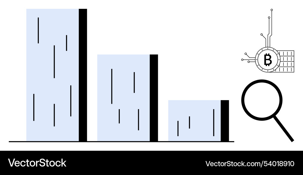 Digital bar chart with magnifying glass Digital bar chart with magnifying glass vector image