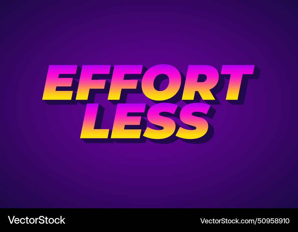 Effortless text effect in 3d look with eye Effortless text effect in 3d look with eye vector image