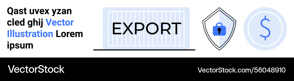 Export container with secure lock shield Export container with secure lock shield Vector Image