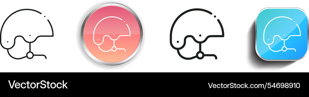 Helmet icon thin linear regular and button style Helmet icon thin linear regular and button style vector image