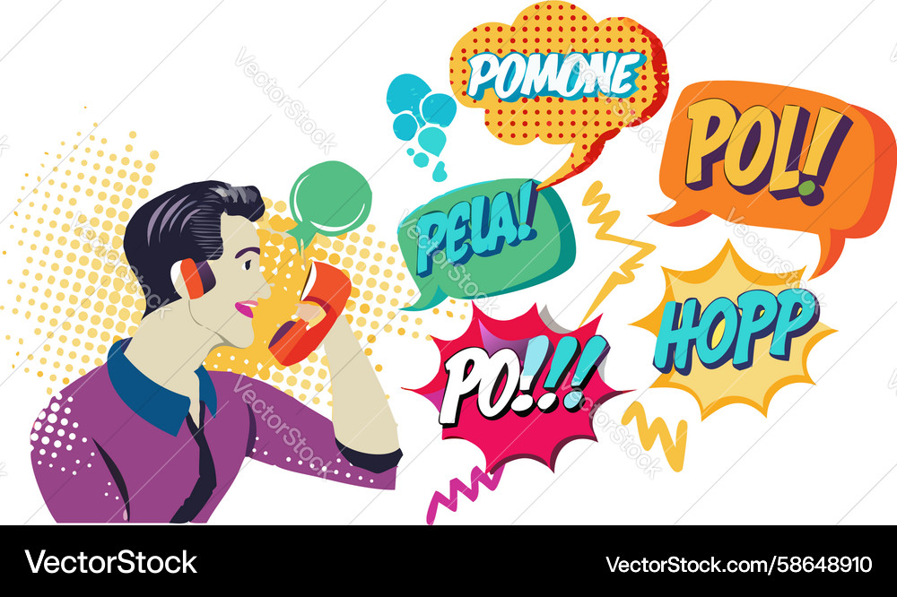 Man engaged in multi-topic phone call design Vector Image