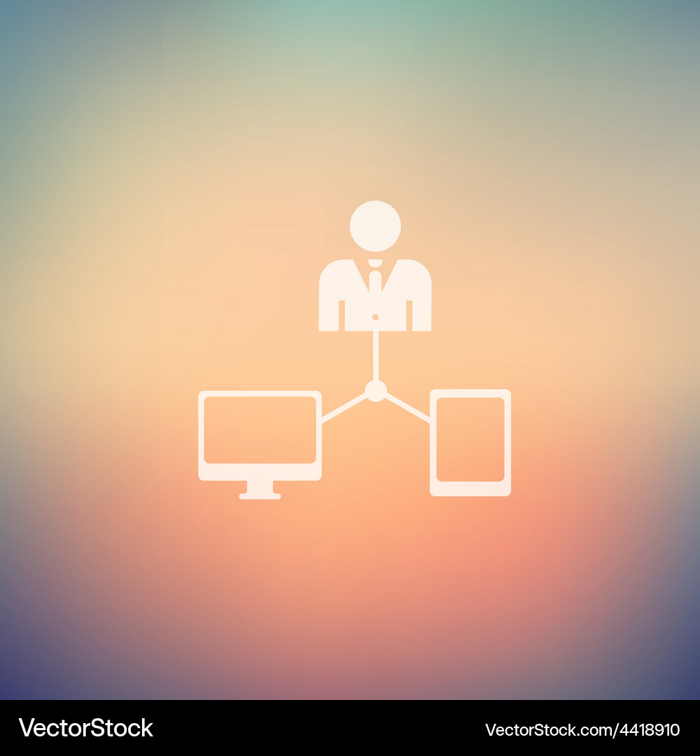 Man with monitor and tablet in flat style icon Vector Image